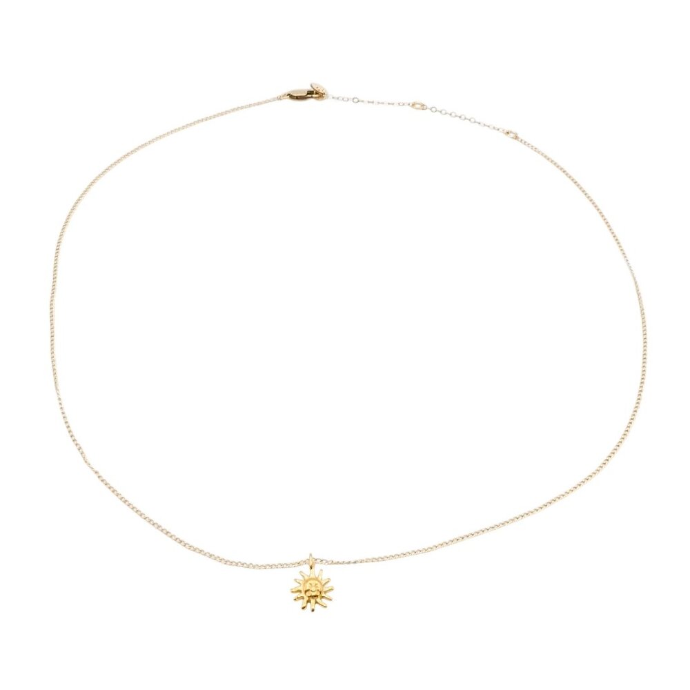 14K Gold Filled Sun Necklace 18 Inches Adjustable Length